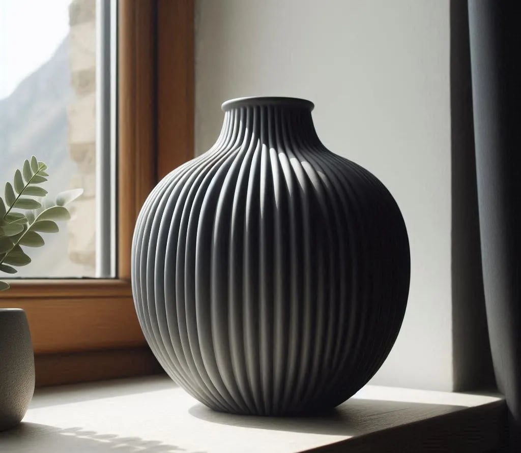 Modern Ribbed Designer Vase 3d model