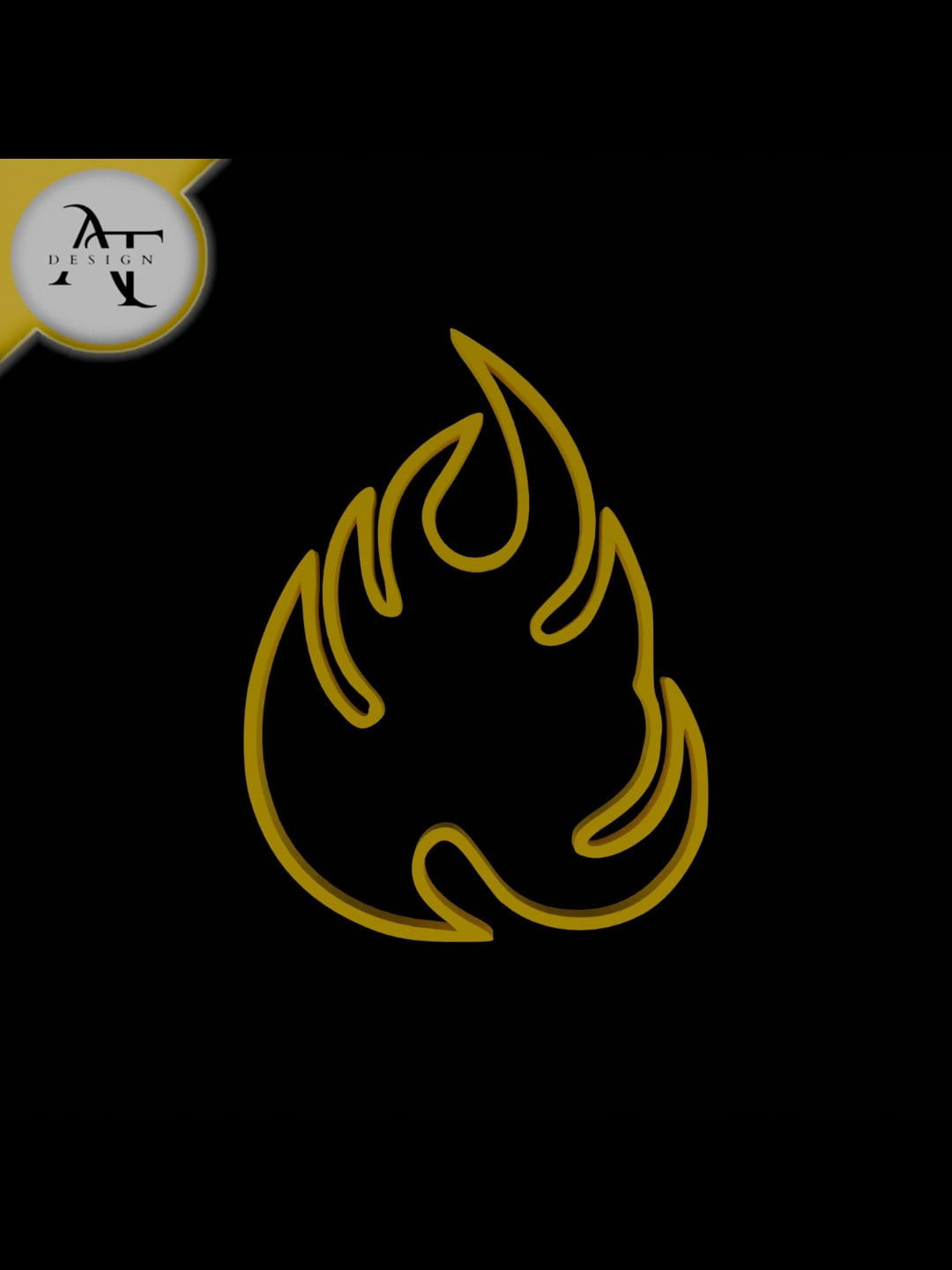 Simple Flame Symbol - 2D Art 3d model