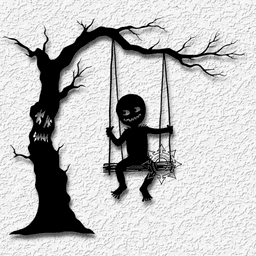 voodoo doll and haunted tree swing halloween wall art decor 3d model