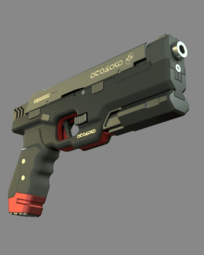 JKE-X2 Kenshin Pistol Replica Model Cyberpunk 2077 3d model