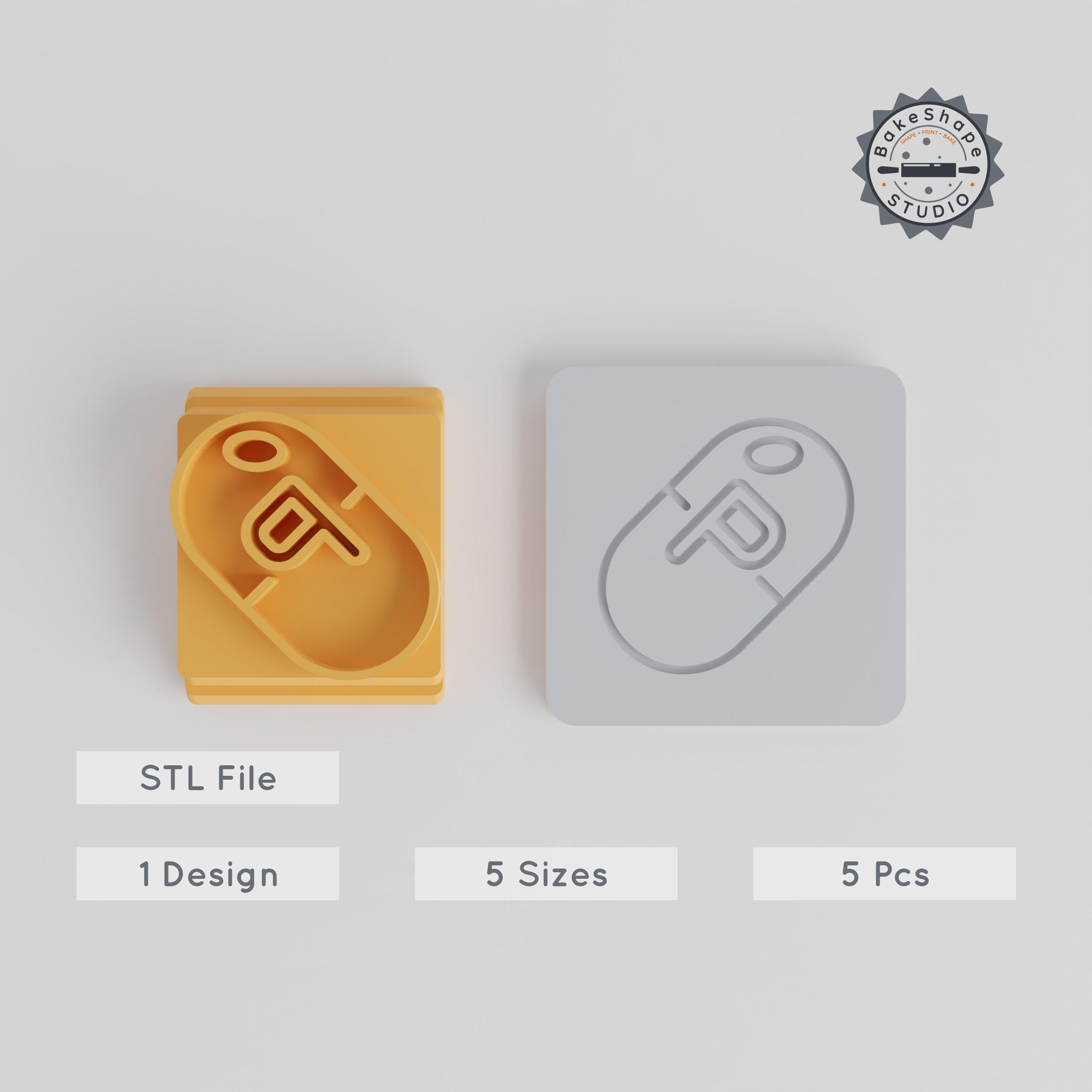 Power Pill Stamp Tile, Set of 5 Sizes 20-40mm, Perfect for Clay, Cookies, Fondant & Soft Materials PRODUCT_1928 3d model