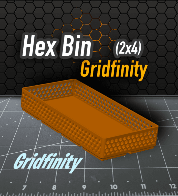 Hex Bin Gridfinity 2x4 3d model