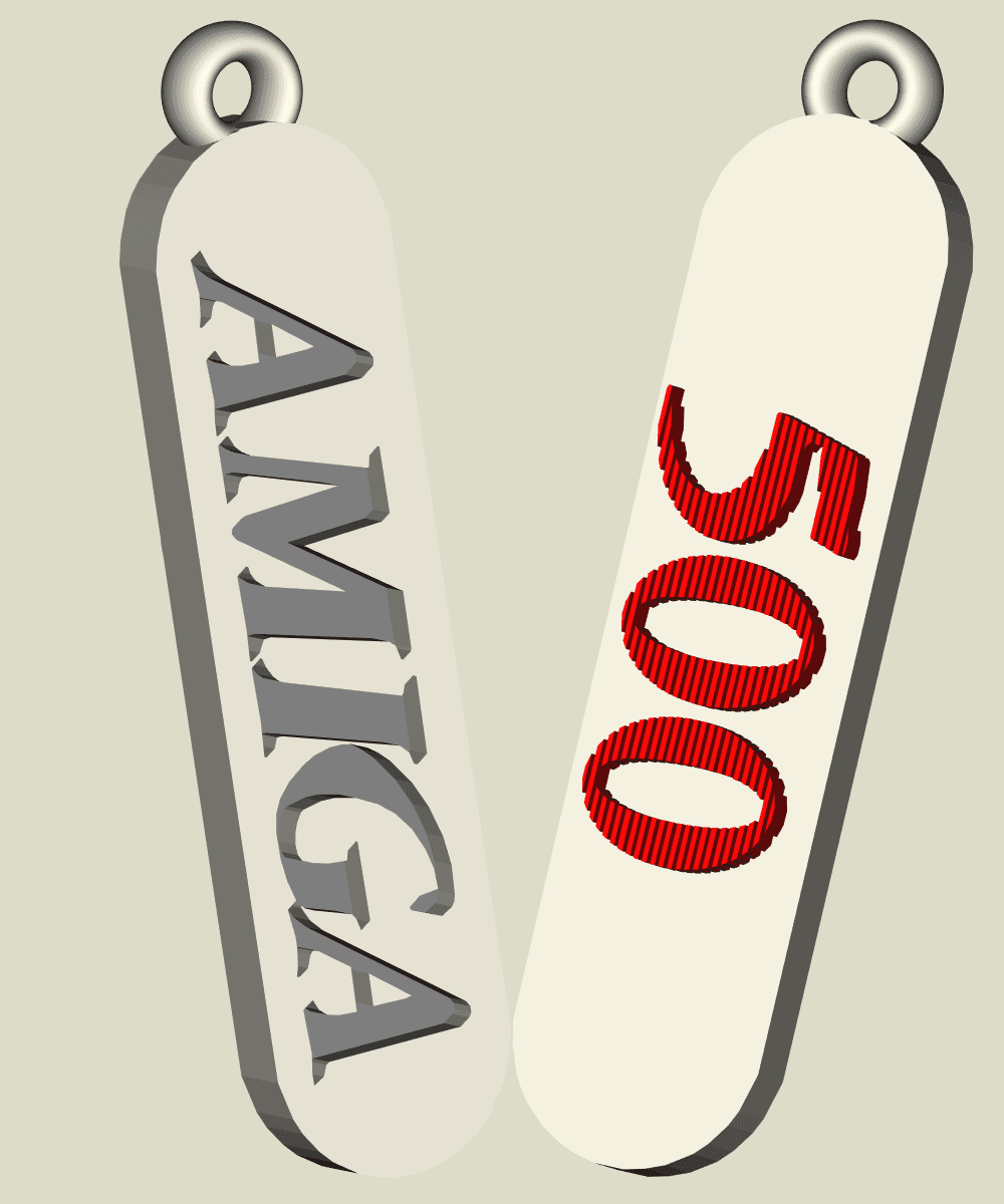 Amiga 500 earring, key chain, dogtag, jewlery 3d model