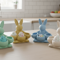 Easter Bunny Egg Holder STL-Hugging Bunny-Spring Table Decor-Succulent Planter 3d model