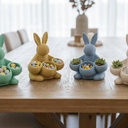 Easter Bunny Egg Holder STL-Hugging Bunny-Spring Table Decor-Succulent Planter 3d model