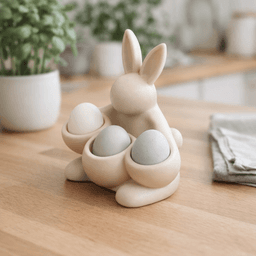 Easter Bunny Egg Holder STL-Hugging Bunny-Spring Table Decor-Succulent Planter 3d model