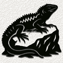 iguana lizard rock wall art home decor 3d model