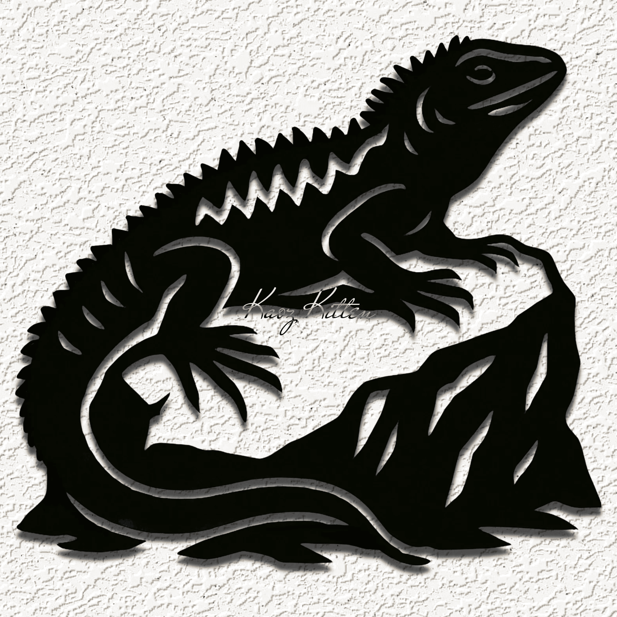 iguana lizard rock wall art home decor 3d model