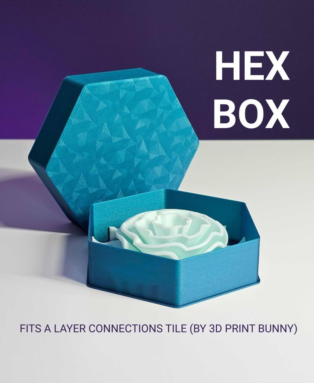 Hex box | Travel container to bring Layer Connections tiles to RMRRF / MRRF / 3D Printopia / SMRRF 3d model