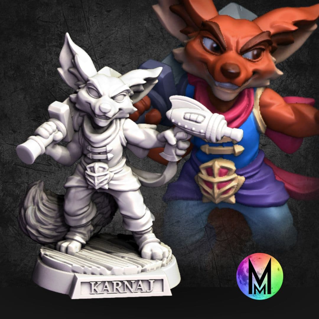 Fennik fighter with pistols - Karnaj the Cruel (anthro fox with pistols ) 3d model