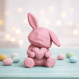 Low Poly Bunny with Heart | Cute Geometric Easter Rabbit | Minimalistic Spring Decor 3d model