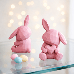 Low Poly Bunny with Heart | Cute Geometric Easter Rabbit | Minimalistic Spring Decor 3d model