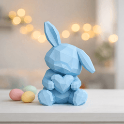Low Poly Bunny with Heart | Cute Geometric Easter Rabbit | Minimalistic Spring Decor 3d model