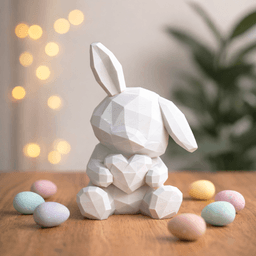 Low Poly Bunny with Heart | Cute Geometric Easter Rabbit | Minimalistic Spring Decor 3d model