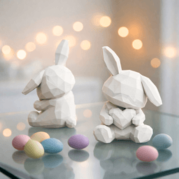 Low Poly Bunny with Heart | Cute Geometric Easter Rabbit | Minimalistic Spring Decor 3d model