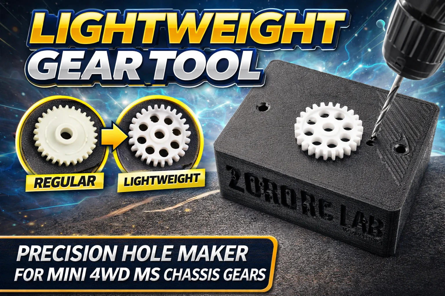 Mini 4WD MS Gear Lightweight Hole Maker Tool – Precision Drilling Jig 3d model