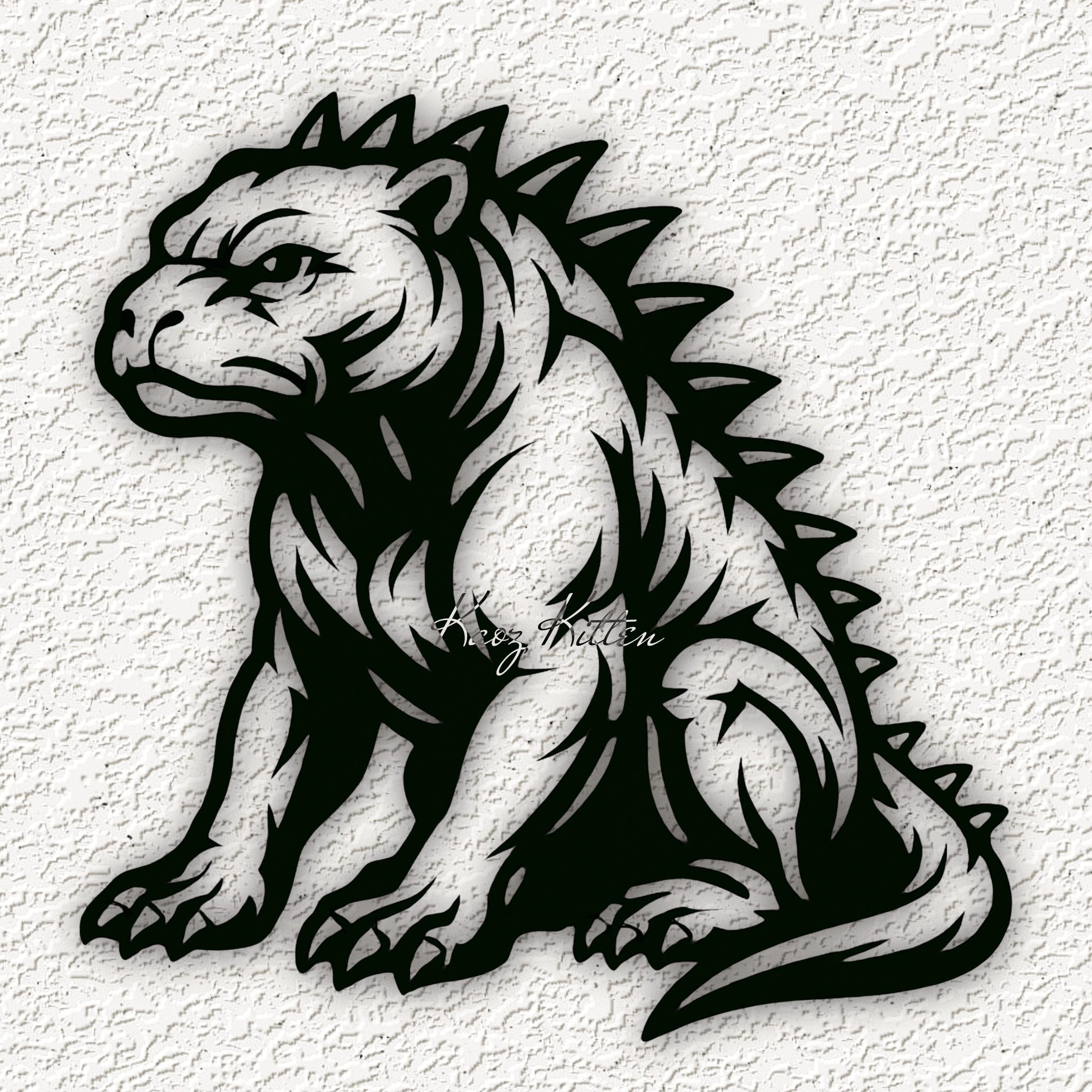 PITBULL DRAGON WALL ART HOME DECOR 3d model