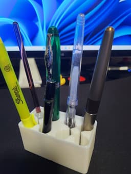 Gridfinity nib-down fountain pen and marker holder 3d model