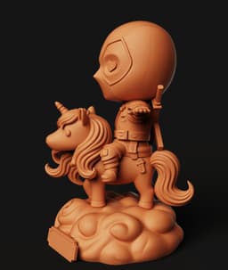 Deadpool Riding Unicorn | Funny Chibi Figure 3d model