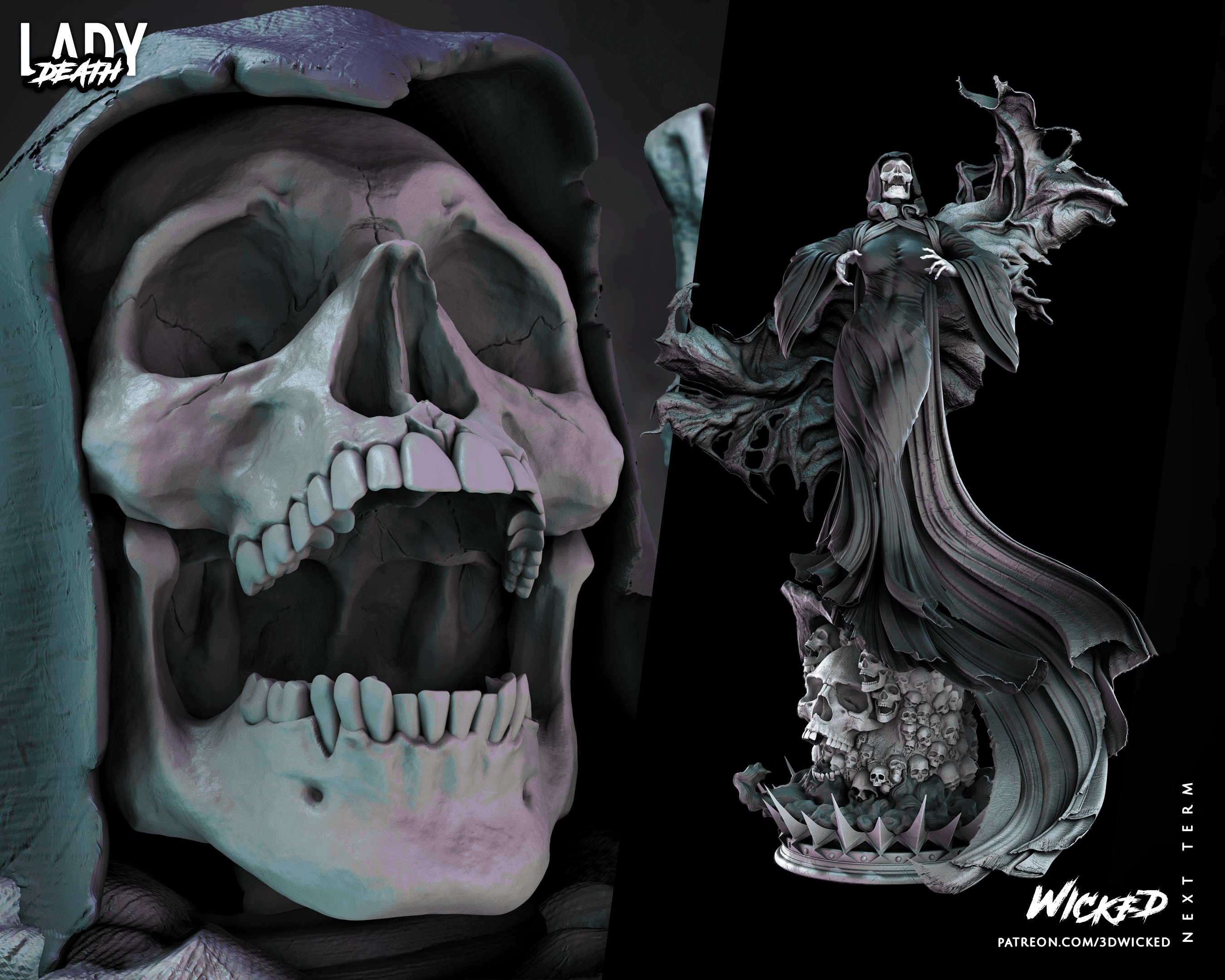 Wicked Marvel Lady Death Sculpture: Tested and ready for 3d printing 3d model