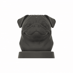 Pug Dog Bust, STL File, 3MF File, 3D Printable Dog Statue, Pet Memorial Download 3d model