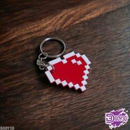 8-Bit Heart Keychain 3d model