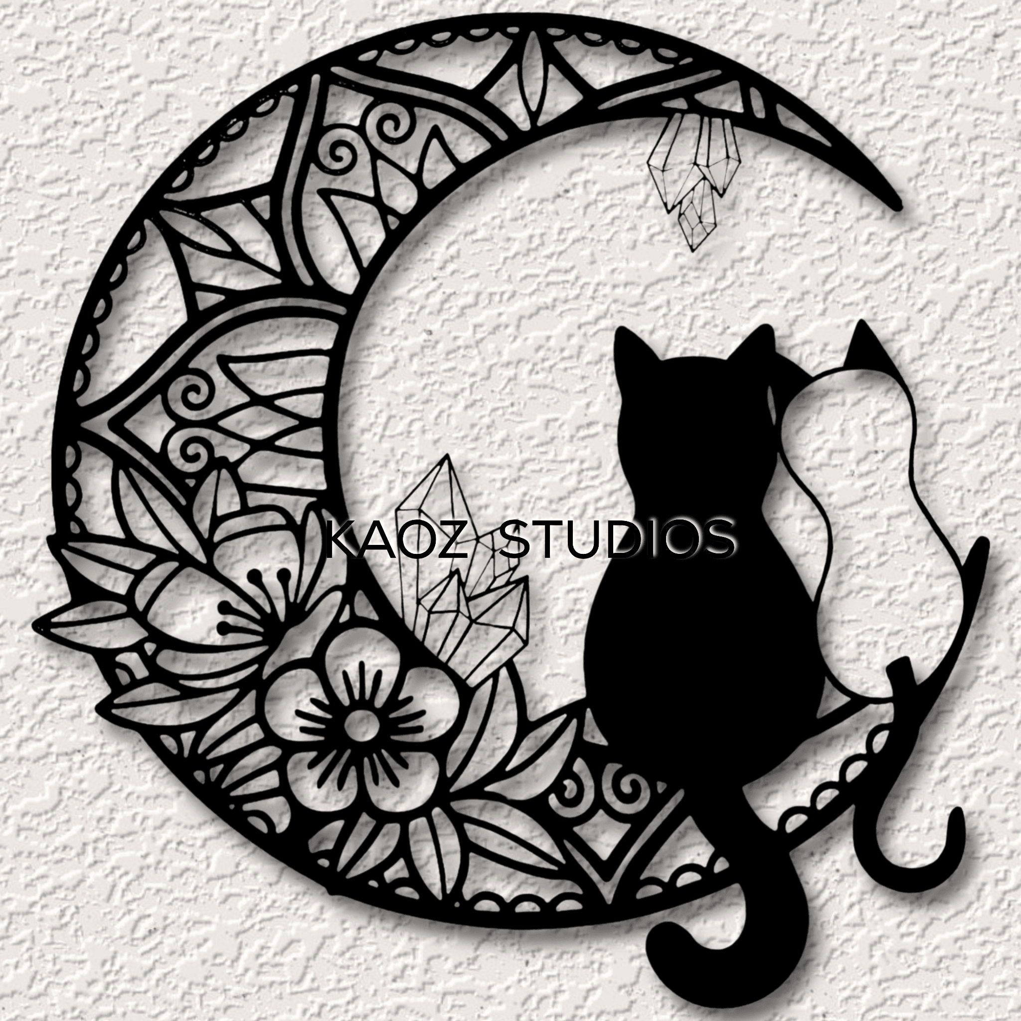 cats on the moon wall art mandala cats wall decor cosmos decoration 3d model