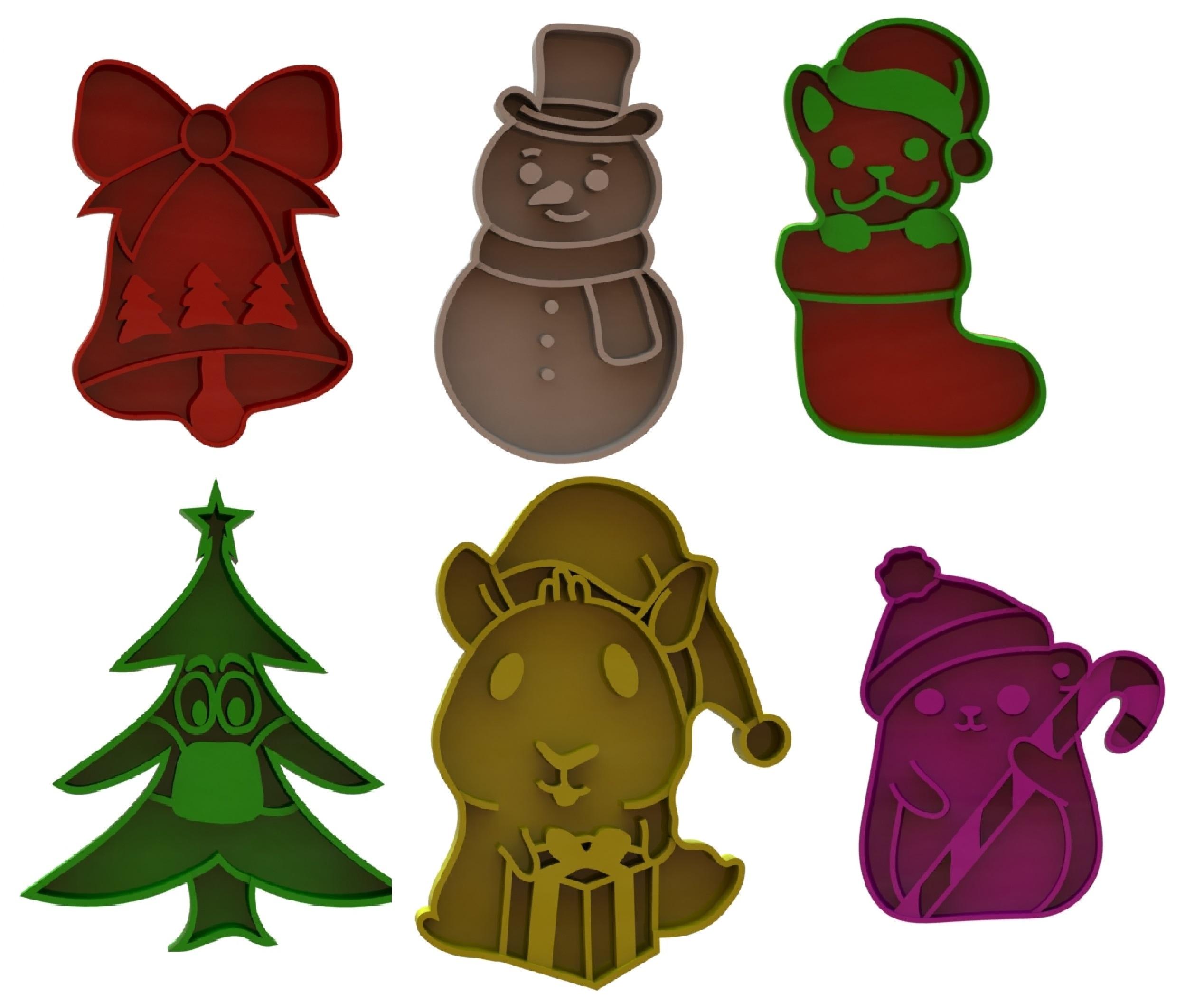 Christmas cookie cutters pack 3d model