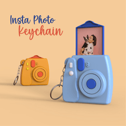 Insta Photo Camera Keychain, 3D Custom Keyring, Best Gift Idea, for Cam Lover, Bag - Name Tag 3d model