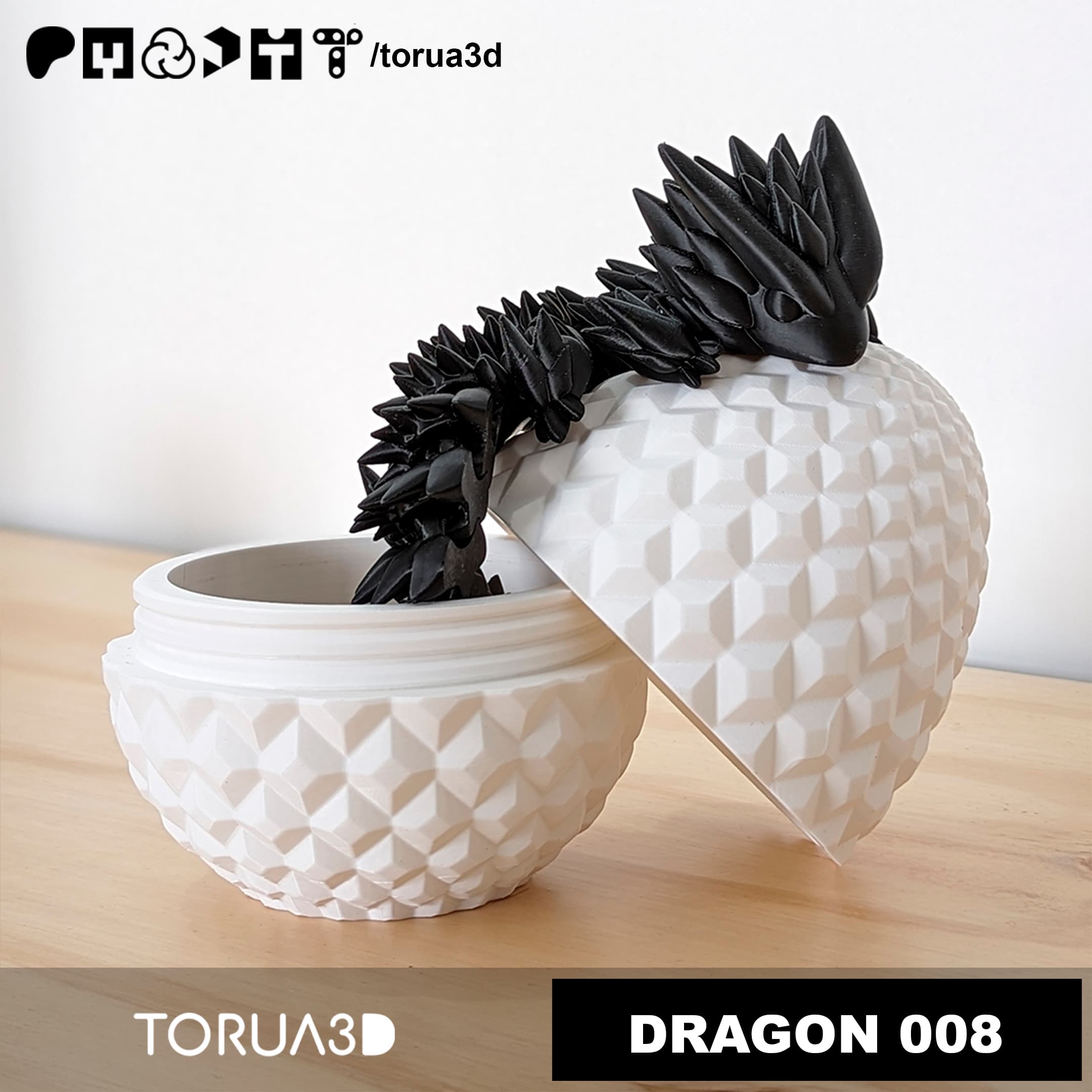 Articulated Dragon 008 And Dragon egg 009 - No supports - STL - Print in place 3d model