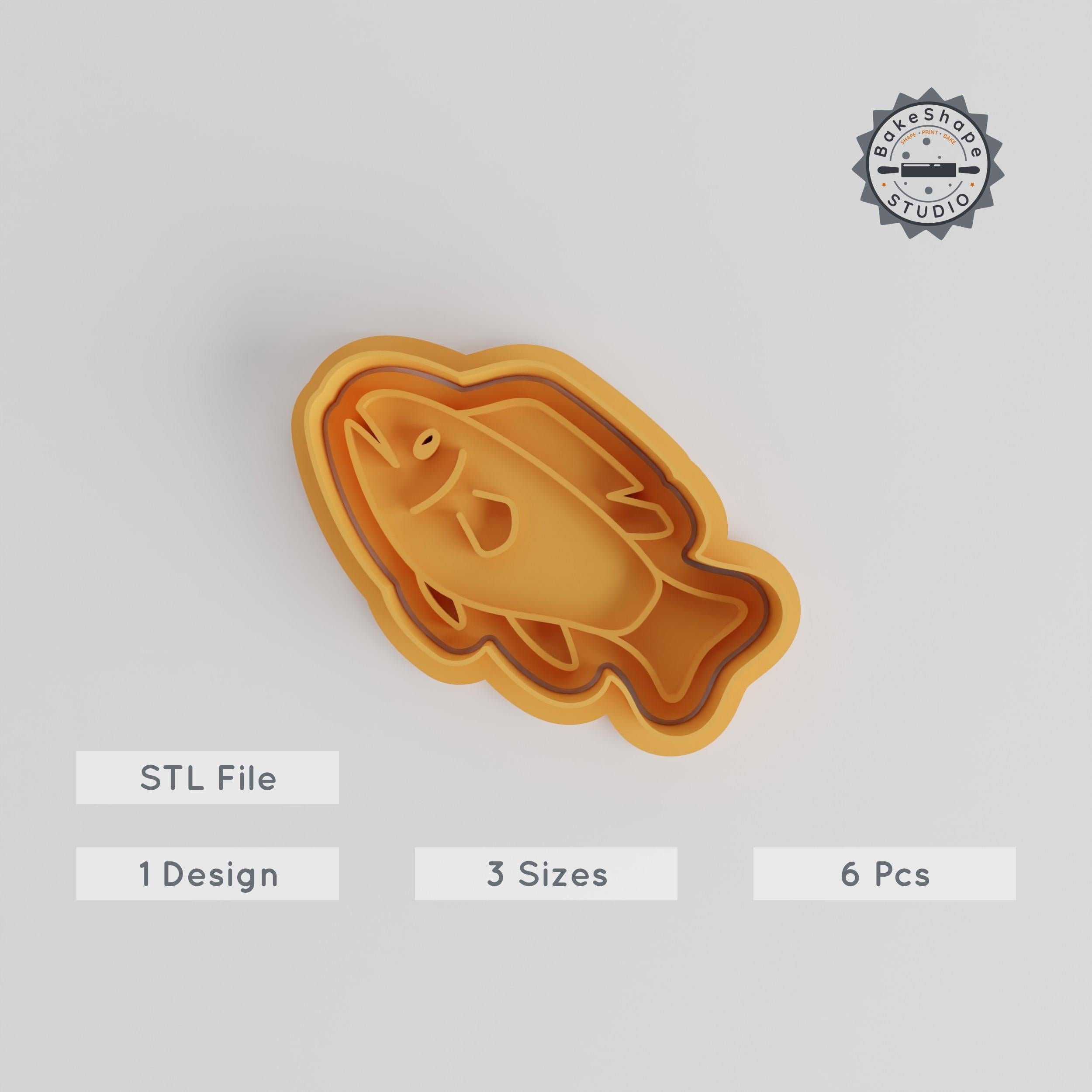 Fish Shape Cutter & Stamp Set, Perfect for Cookies & Fondant, 3 Sizes S/M/L, Aquatic Sea Creature Theme, 6 Piece Collection PRODUCT_5554 3d model