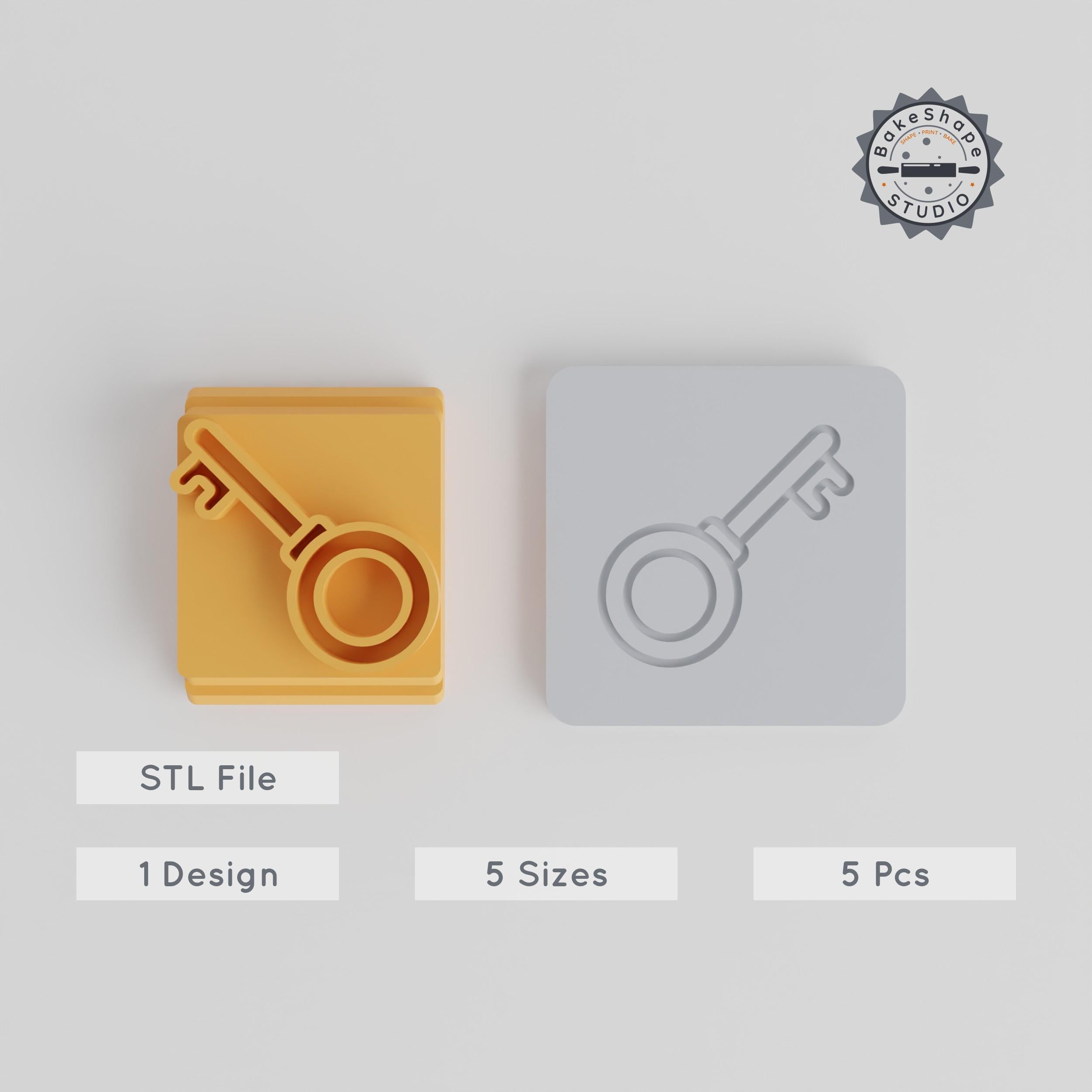 Key Stamp Tile Set, 5 Motif Sizes for Clay & Cookies PRODUCT_1933 3d model