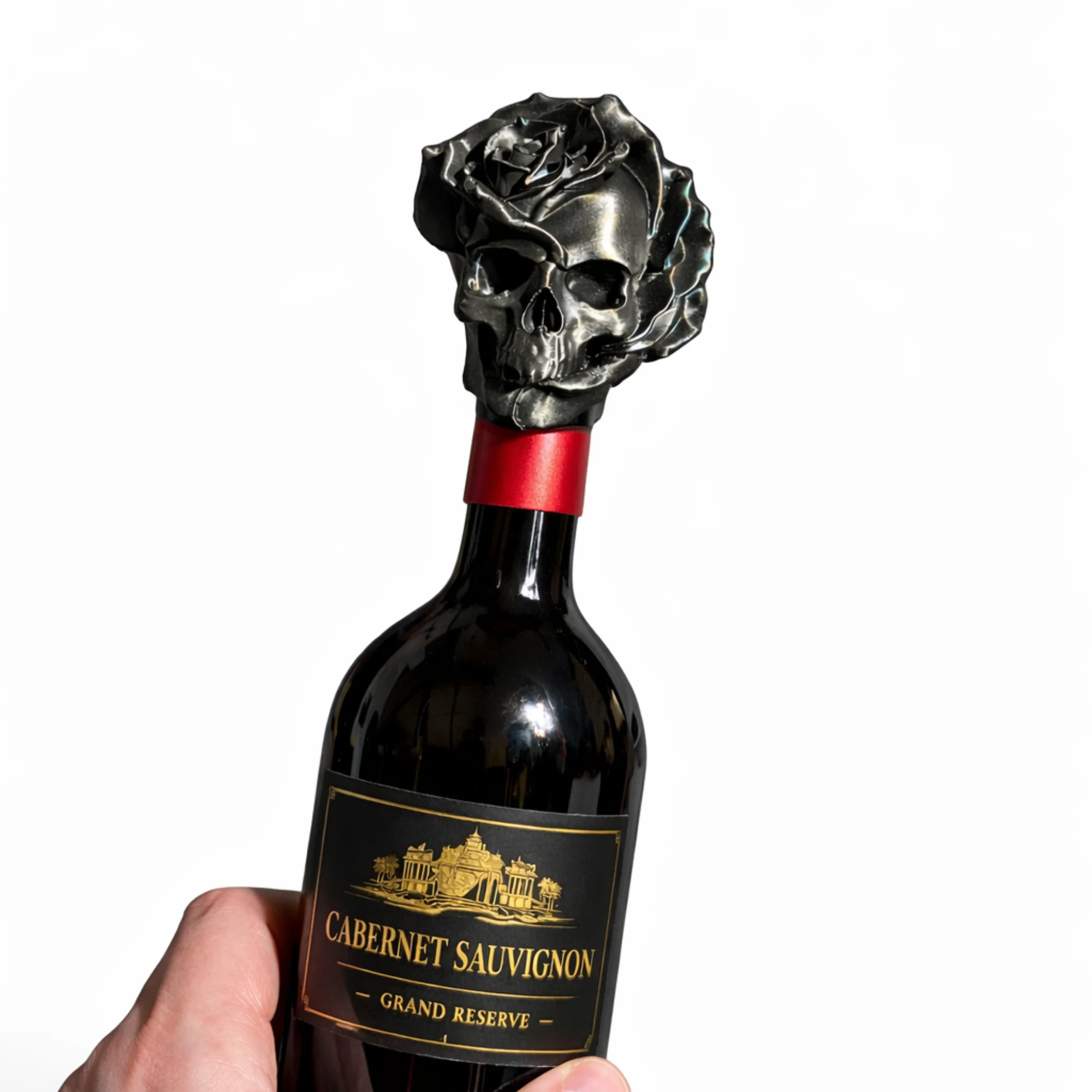 SKELETON HEAD ROSE - WINE BOTTLE LID / THE PERFECT WINE BOTTLE GIFT UPGRADE / PRESENT / GOTHIC 3d model
