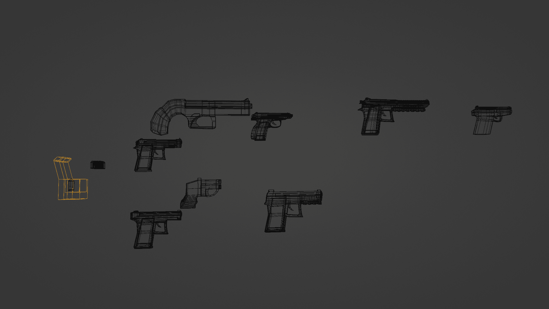8 LOWPOLY MODER ERA PISTOLS 3d model