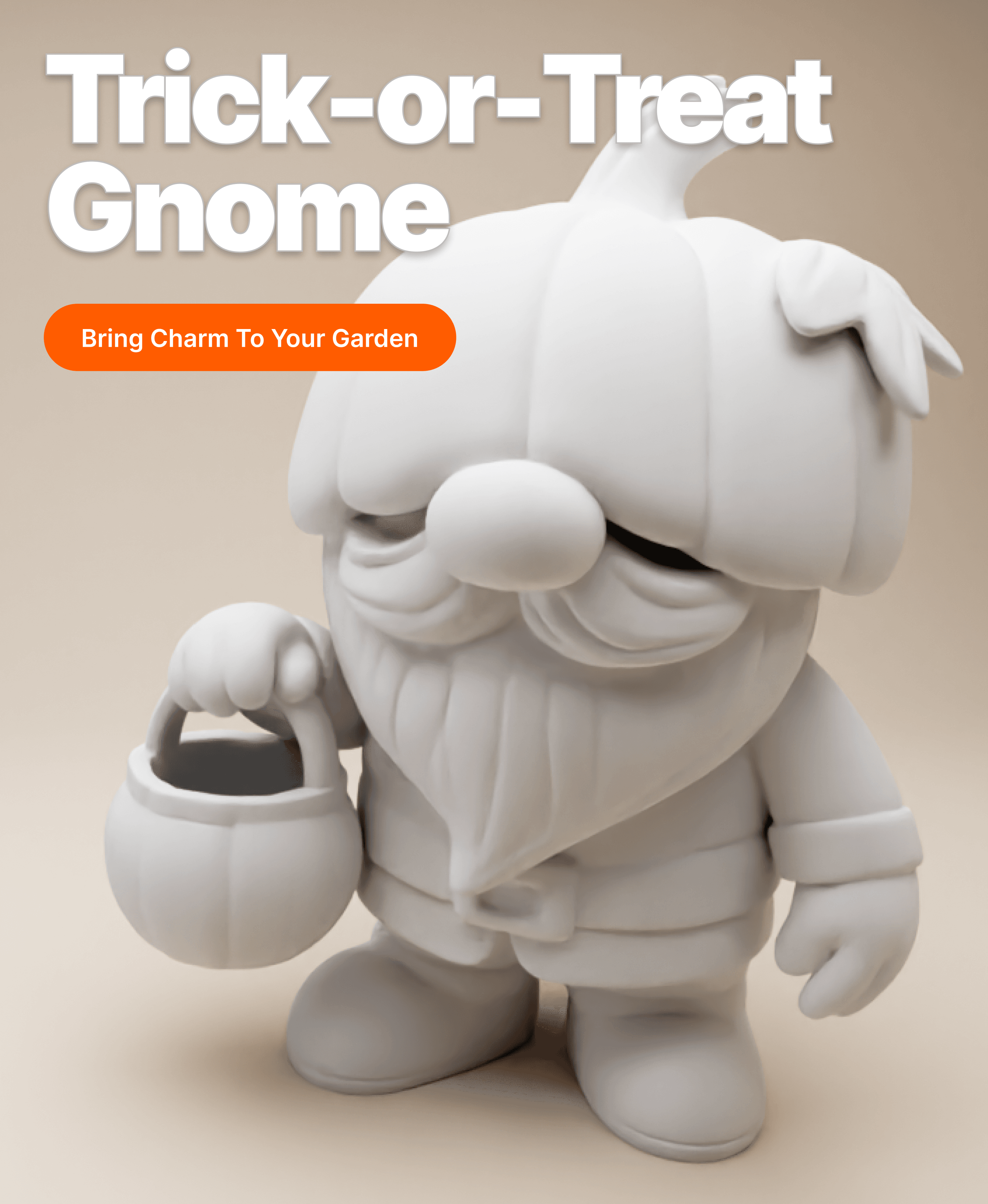 Trick-or-Treat Pumpkin Gnome – Halloween 3D Printable Figurine with Candy Basket 3d model
