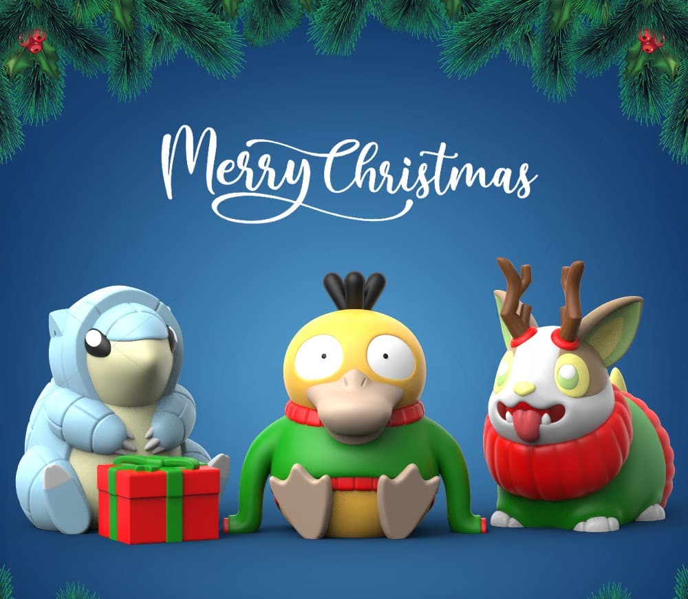 Christmas Pokemon Set (Easy Print No Supports) 3d model