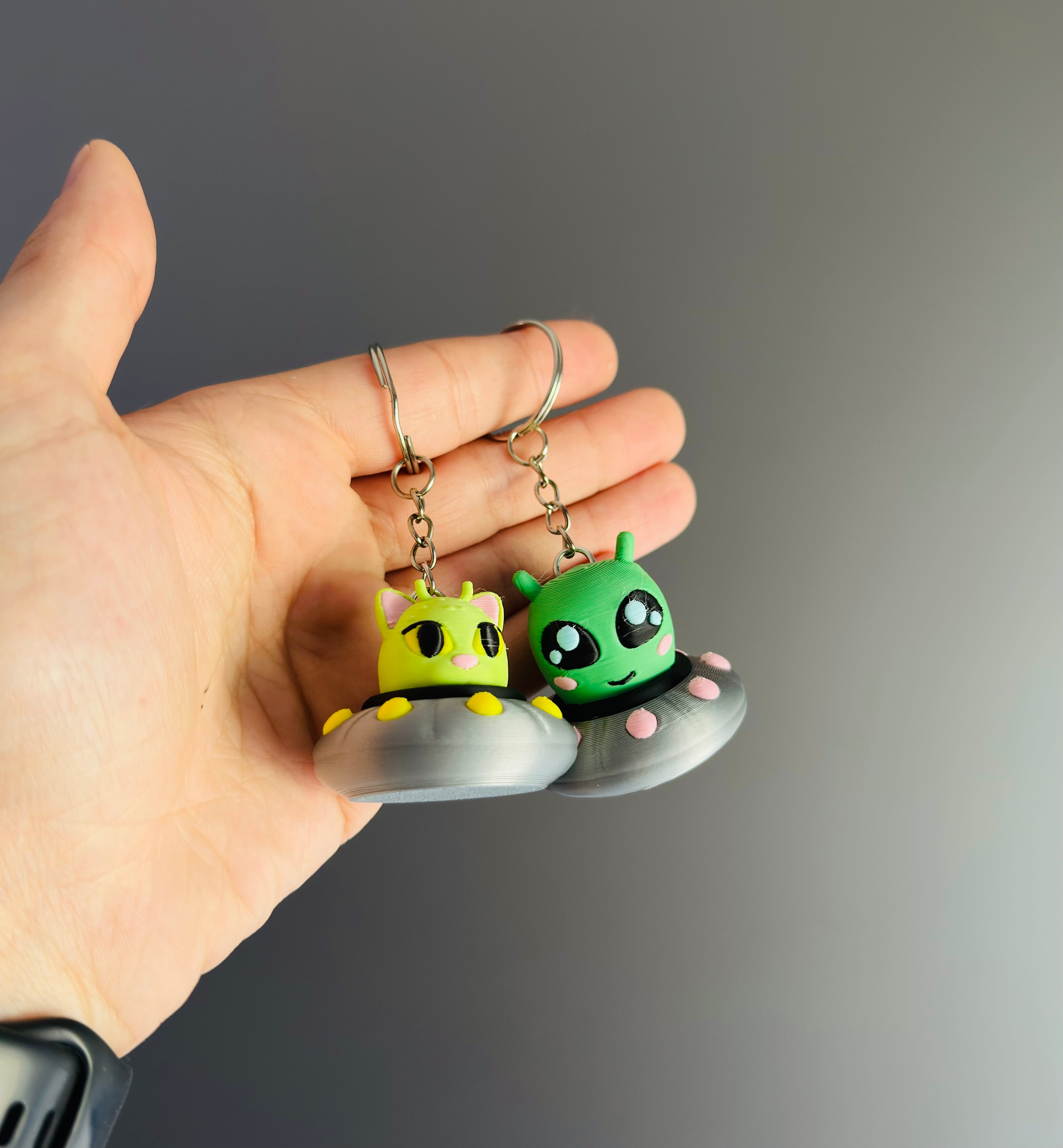 Alien & Cat UFO Keychains 3d model