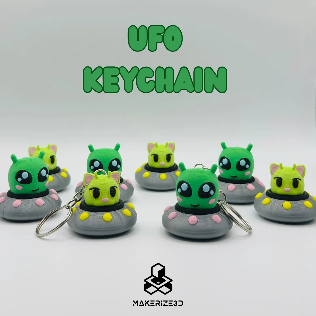 Alien & Cat UFO Keychains 3d model