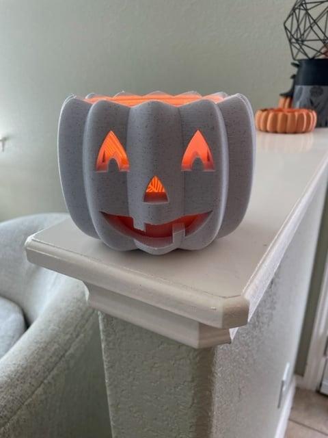 Halloween Jack O Lantern Candle Holder with Hat for 3 Wick Candle 3d model