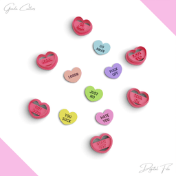 Conversation Heart Candy "Anti Love" Clay Cutter, 6 Models, 2 Cutter Version, 5 Size, No: 1277 3d model