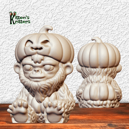 Baby Halloween Bigfoot Figurine Sasquatch with Pumpkin 3d model