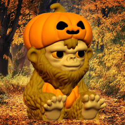 Baby Halloween Bigfoot Figurine Sasquatch with Pumpkin 3d model