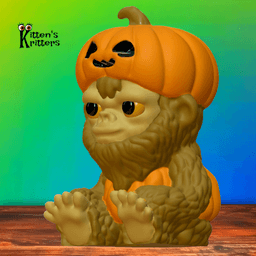Baby Halloween Bigfoot Figurine Sasquatch with Pumpkin 3d model