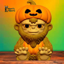 Baby Halloween Bigfoot Figurine Sasquatch with Pumpkin 3d model