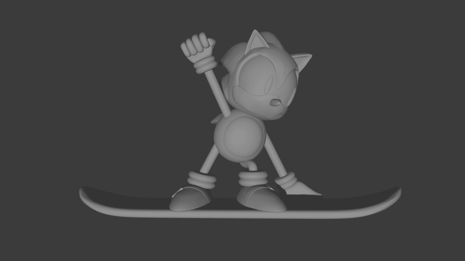 Sonic the Hedgehog Snowboard Statue Fan Art 3d model