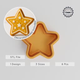 Star Shape Cutter & Stamp, Cookie & Fondant Set, S/M/L, Sky & Celestial Theme, 6-Piece 3D Print Files PRODUCT_20 3d model