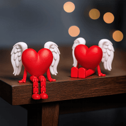 Valentine’s Day Flexi Set | 2 pcs Articulated Heart Angel & Teddy Bear | Cute Romantic Gift 3d model
