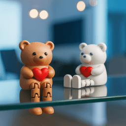 Valentine’s Day Flexi Set | 2 pcs Articulated Heart Angel & Teddy Bear | Cute Romantic Gift 3d model