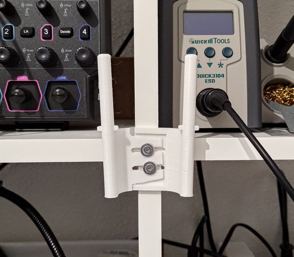 Adjustable Multimeter Holder + DIN Rail attachement 3d model