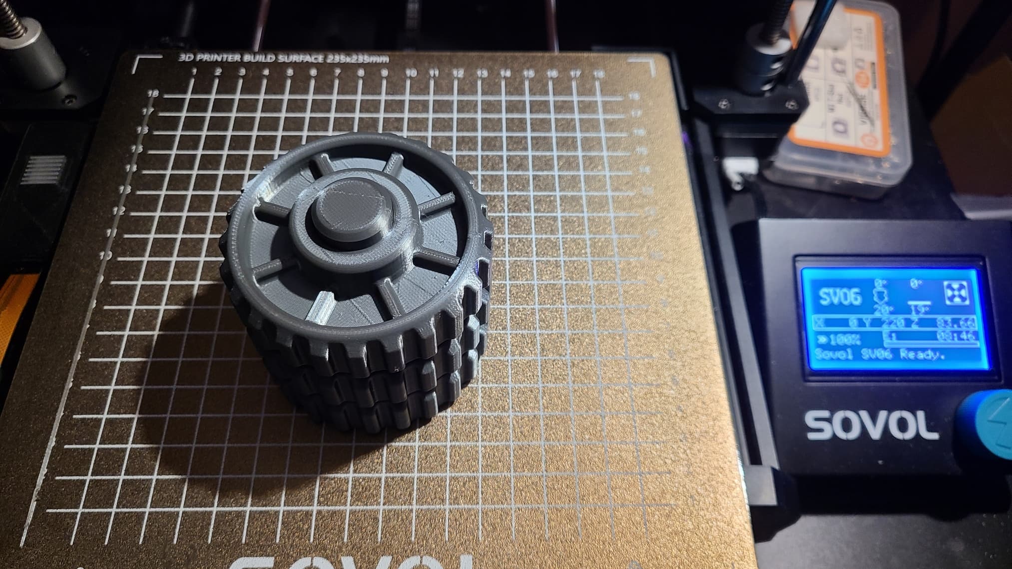 8 hour print on a Sovol SV06 using a 0.2 layer height.
Eryone Grey PLA+